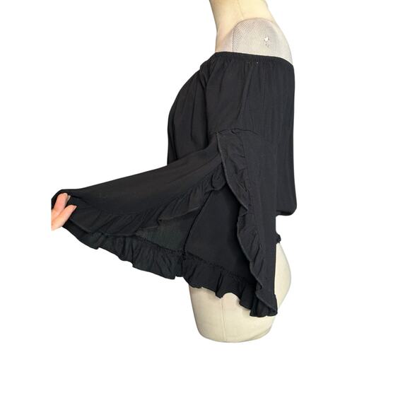 Living Doll black off shoulder boho top size Small - Picture 12 of 14